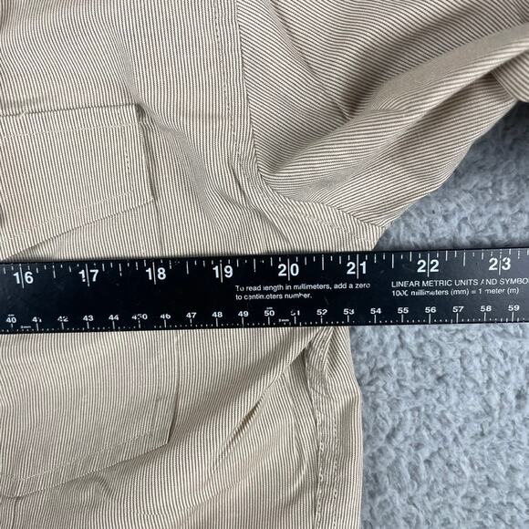 Monticello Collection Men's Large Beige Striped Long Sleeve Button Up Shirt - Picture 8 of 12